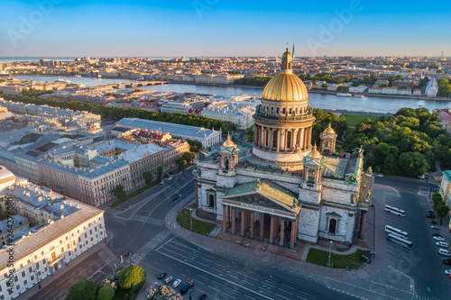 Saint-Petersburg. Russia. City panorama of St. Petersburg. Isaakievsky cathedral. Panorama from the height of St. Isaac's Cathedral. City landscape. Architecture of St. Petersburg. Russian landmarks.
