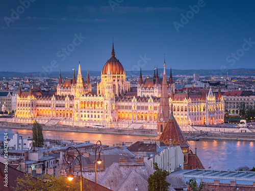 Famous Hungarian Parliament in dusk