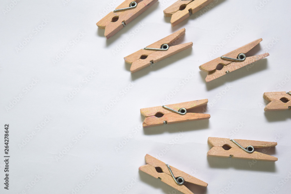 Close up concept Wooden clamping isolated on white background. Close up concept Wooden clamping isolated on white background.