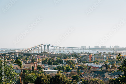 View of the Coronado Bridge from Grant Hill Neighborhood Park, in San Diego, California\