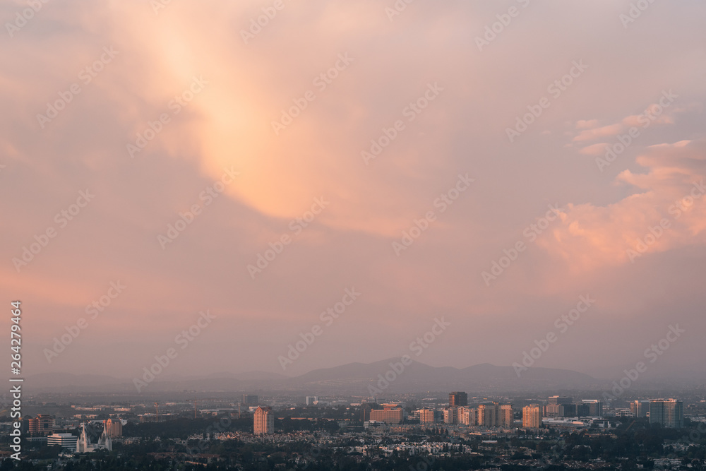 Sunset view of University City, from Mount Soledad in La Jolla, San Diego, California