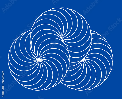 Infinity symbol of interlaced circles. Impossible shape with stroked lines on color background.