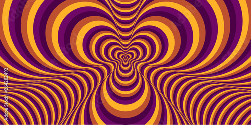 Abstract color striped background. Hypnotic trance texture. Op art multicolored abstraction. Psychedelic illusive illustration.