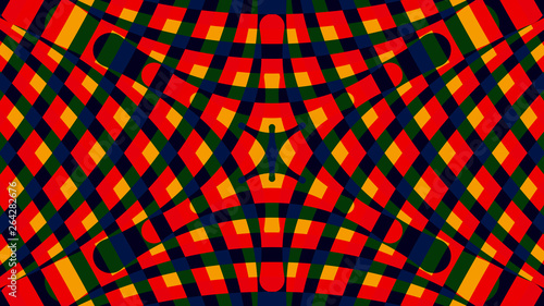 Abstract color striped background. Hypnotic trance texture. Op art multicolored abstraction. Psychedelic illusive illustration.