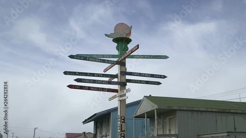 Board sign indicating different destination, Barrow, Alaska