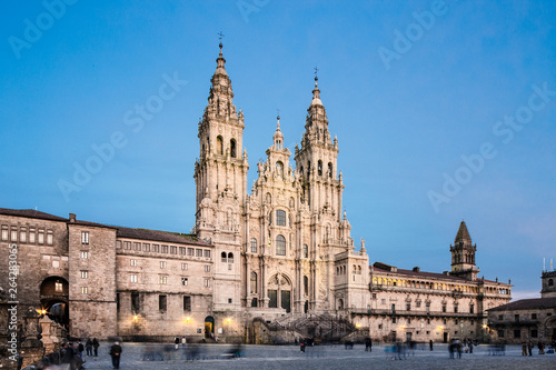 Leinwand Poster Santiago de Compostela Cathedral view from Obradoiro square