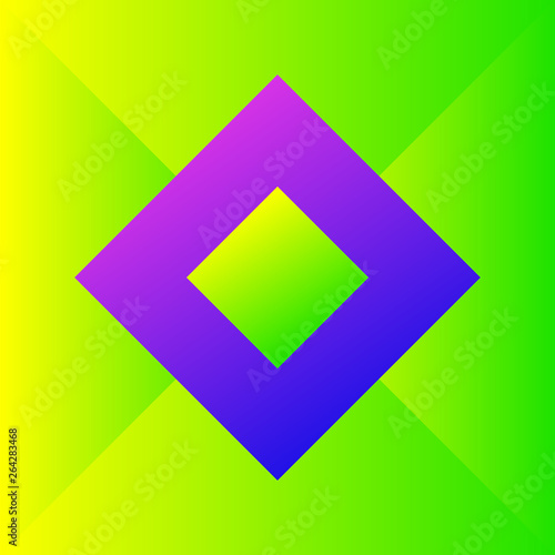 Color geometric pattern. Multicolored gradient abstraction with bright polygon. Minimal graphic background with simple shape and figure.