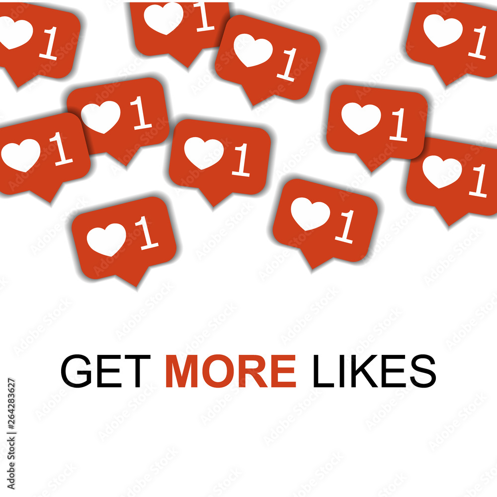 Social media icons vector in abstract shape background with hearts, marketing content viral around the world illustration. Get more likes concept, text Social media icons vector in abstract shape background with hearts, marketing content viral around the world illustration. Get more likes concept, text