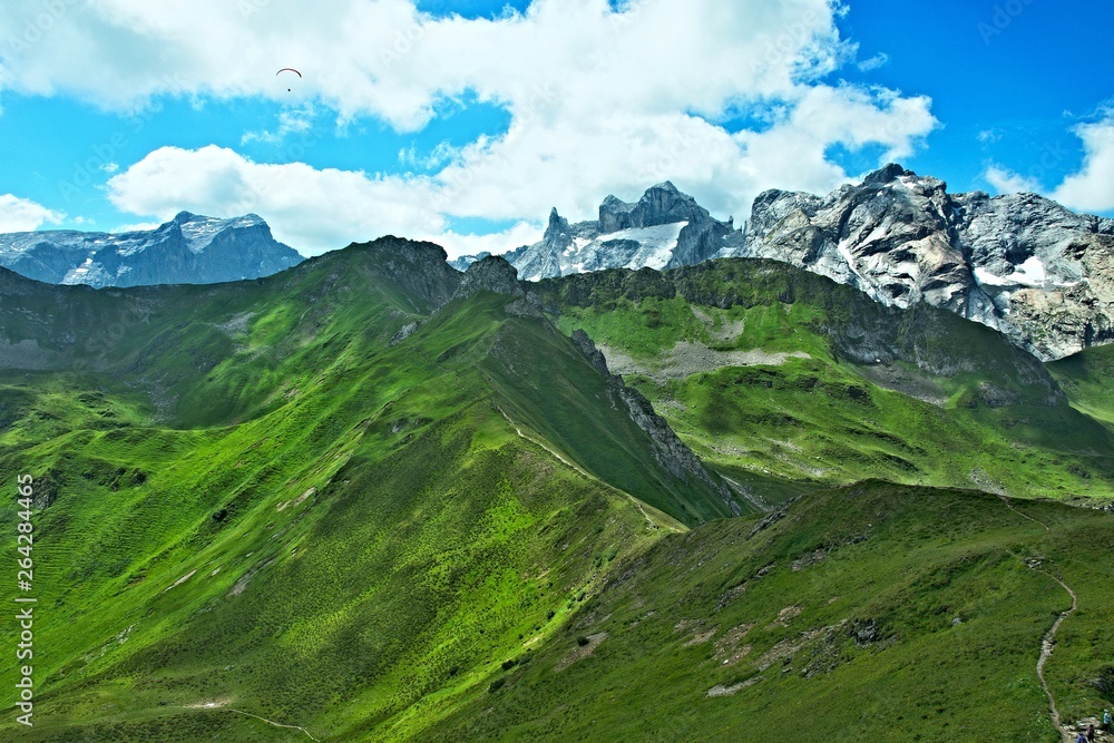 Fototapeta premium Austrian Alps-view on the mountain Sulzfluh and Drei Turme