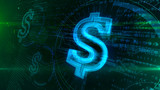 Dollar symbol on cyber background