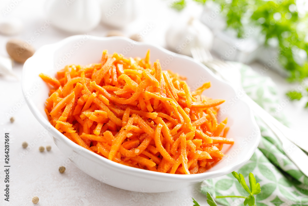 Salad with fresh raw carrot, Korean carrot salad Salad with fresh raw carrot, Korean carrot salad