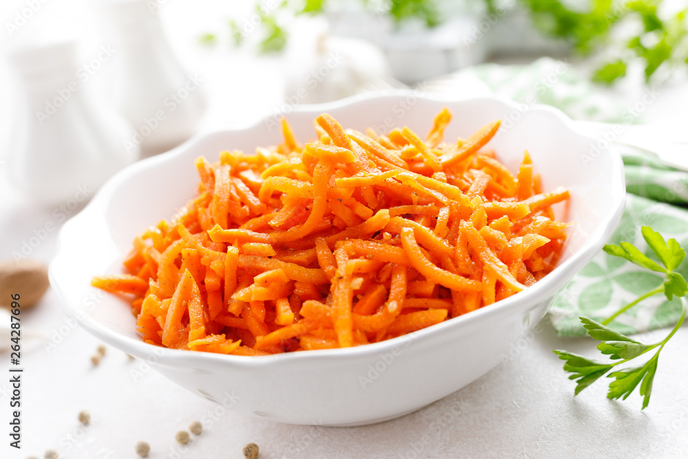 Salad with fresh raw carrot, Korean carrot salad Salad with fresh raw carrot, Korean carrot salad
