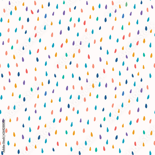 Abstract cut out raindrop confetti. Vector pattern seamless background. Hand drawn tiny falling drops. Graphic party celebration illustration. Trendy home decor, kid fashion print, birthday wallpaper.