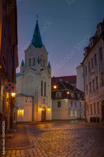 Night building in old town, Riga , Latvia © juriskraulis