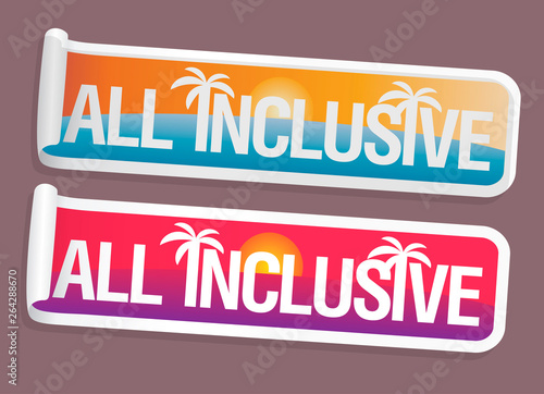 All inclusive stickers set, travel symbols