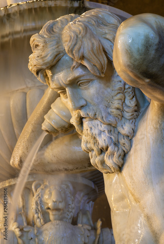 Catania - The nightly detail of by Tito Amenano fountain by Tito Angelini (1837). photo