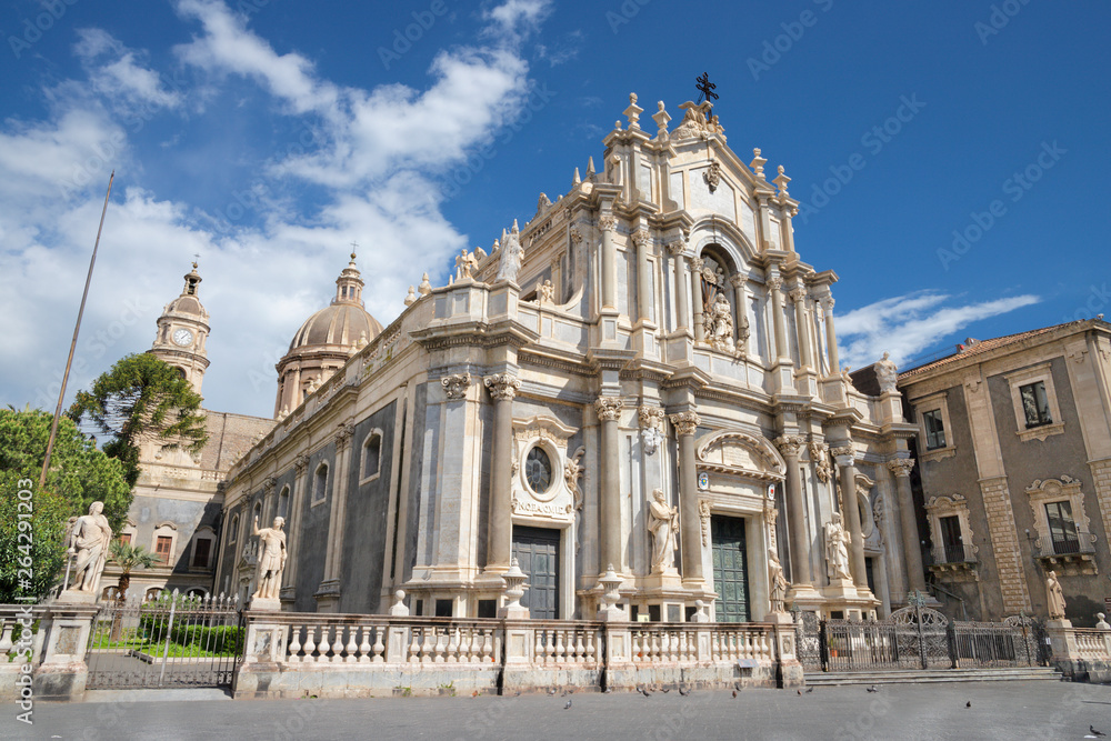 Catania - The Basilica di Sant'agata and the harbor in the background.