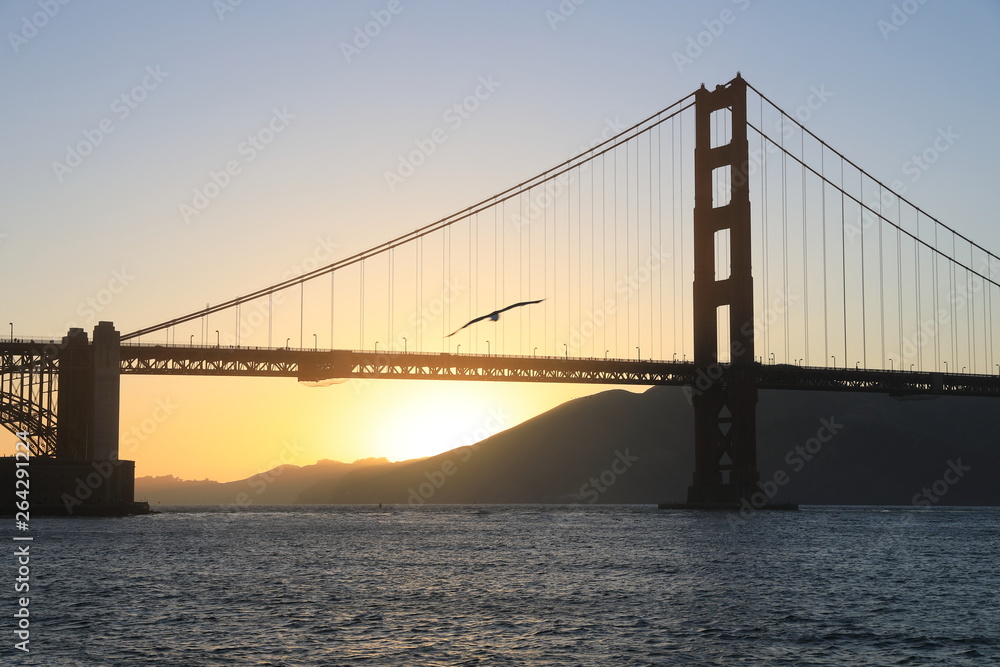 View of the famous Golden Gate Bridge in San Francisco, California