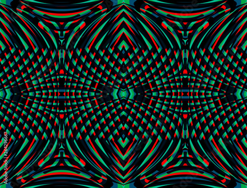 Color seamless pattern with hypnotic trance texture. Multicolored glitched background. Op art unique bright kaleidoscope. Psychedelic trippy art. © Divin
