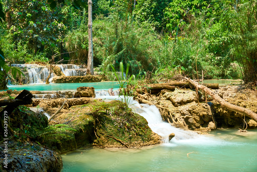 Naklejka premium Kuang si Waterfall in Luang Prabang. Laos. 2019 Landscape