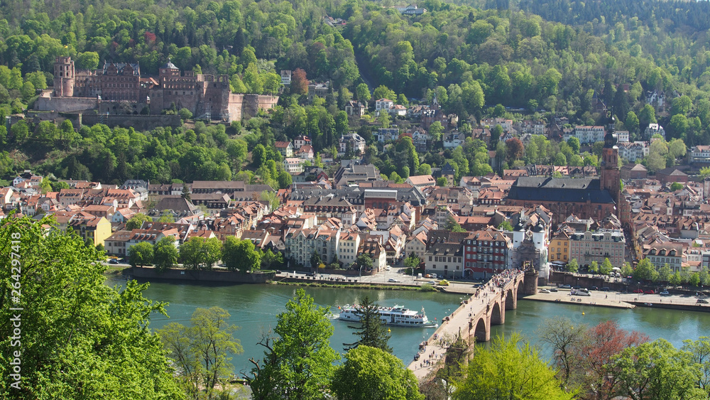 Obraz premium Heidelberg am Neckar mit Schloss, Deutschland