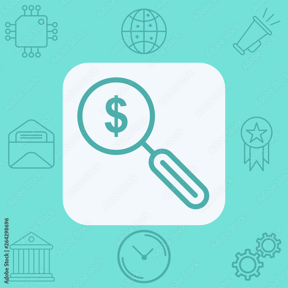 Fototapeta premium Money search vector icon sign symbol