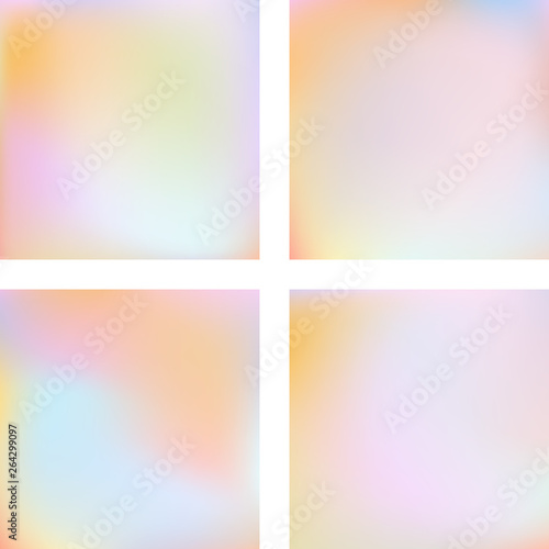 Set with pastel abstract blurred backgrounds. Vector illustration. Modern geometrical backdrop. Abstract template.