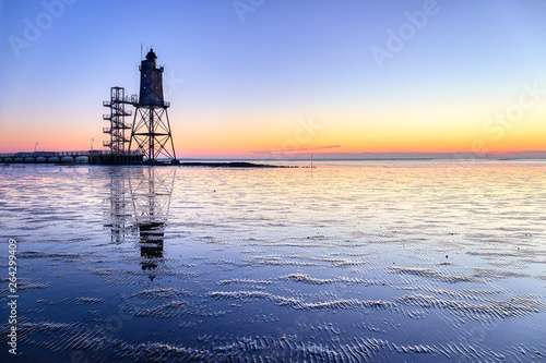 Lighthouse Obereversand at sunset