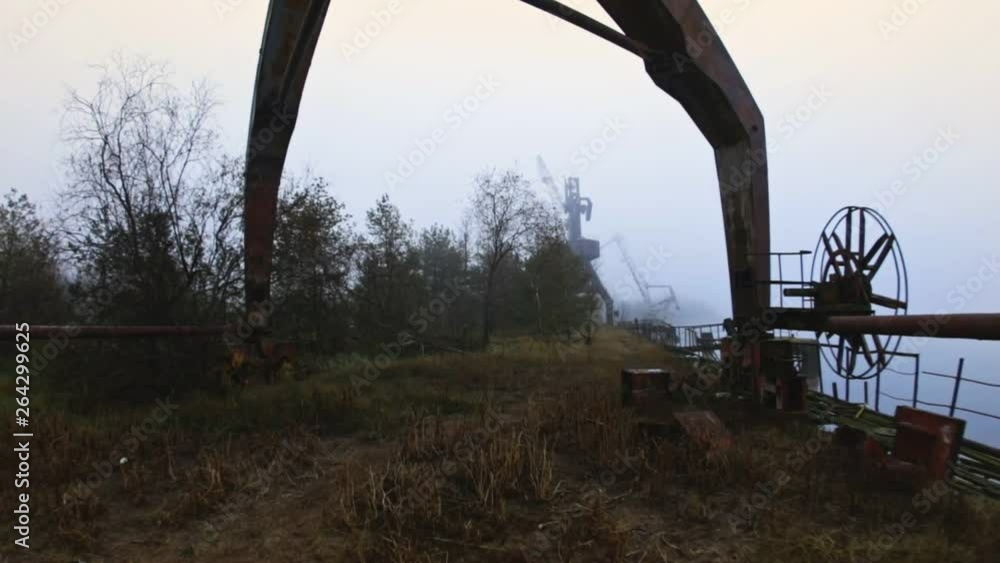 Rusty old industrial dock cranes at Chernobyl Dock, 2019 Rusty old industrial dock cranes at Chernobyl Dock, 2019