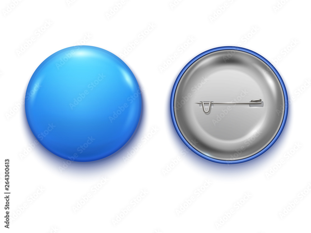 Realistic blue Blank badge, vector realistic illustration isolated on white background. Realistic blue Blank badge, vector realistic illustration isolated on white background.
