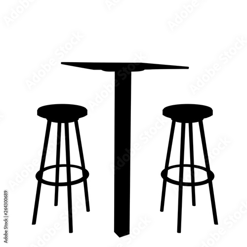 Table and chairs on white background