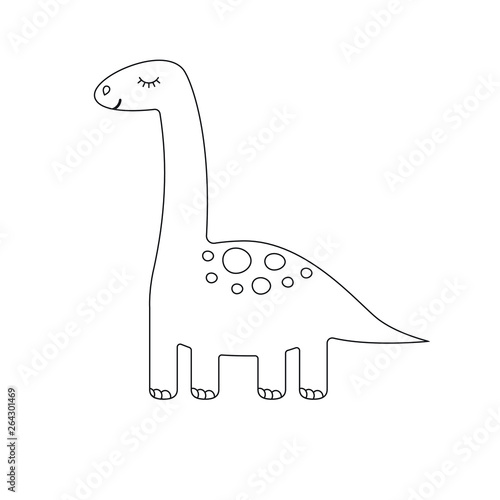 Vector flat cartoon cute mint dinosaur diplodocus isolated on white background 