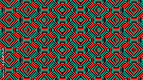 Color seamless pattern with hypnotic trance texture. Abstract multicolored striped background. Op art unique bright abstraction. Psychedelic trippy art.