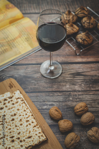 passover table with wine