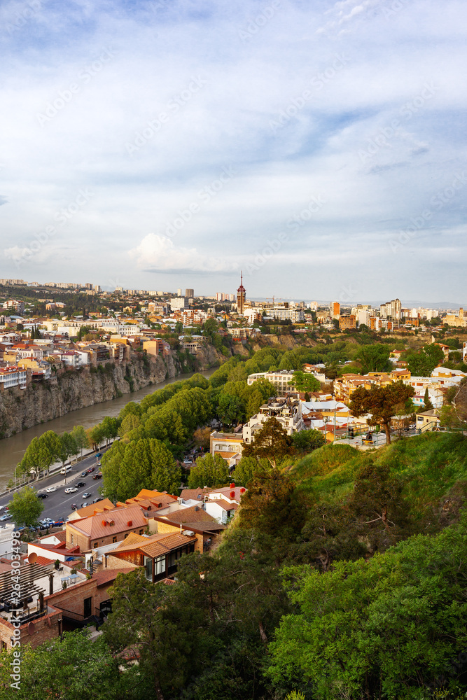 Panorama view of Tbilisi, capital of Georgia country. View from Narikala fortress.