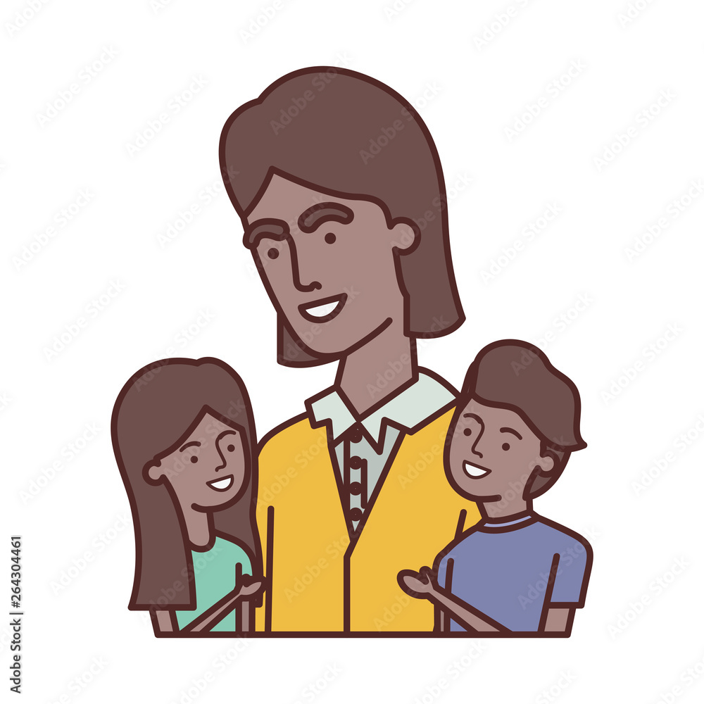 father with children avatar character father with children avatar character