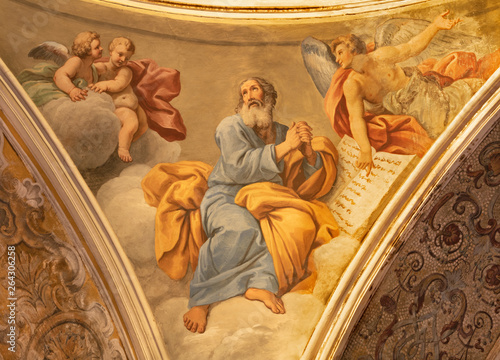 ACIREALE, ITALY - APRIL 10, 2018: The prophet Jeremiah from cupola of Basilica Collegiata di San Sebastiano by Pietro Paolo Vasta (1745).