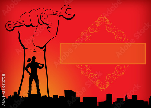 International Labour Day Vector Poster. Happy Labour Day 2020. 1st May Worker's Day. May 1st Labour Day with red flags, red hand and red background vector poster. Thank you for your hard work vector.
