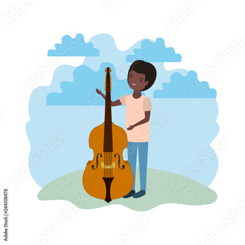 man with violin in landscape avatar character