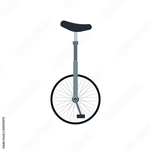 Vector flat cartoon gray one wheel bicycle isolated on white background