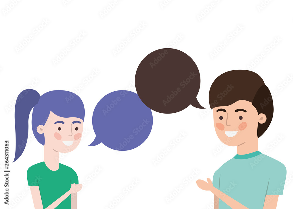 Obraz premium couple with speech bubble avatar character
