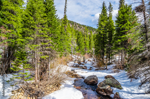 Beautiful Spring Hike to Frozen Ouzel Falls in Rocky Mountain National Park in Colorado  © Jeremy Janus