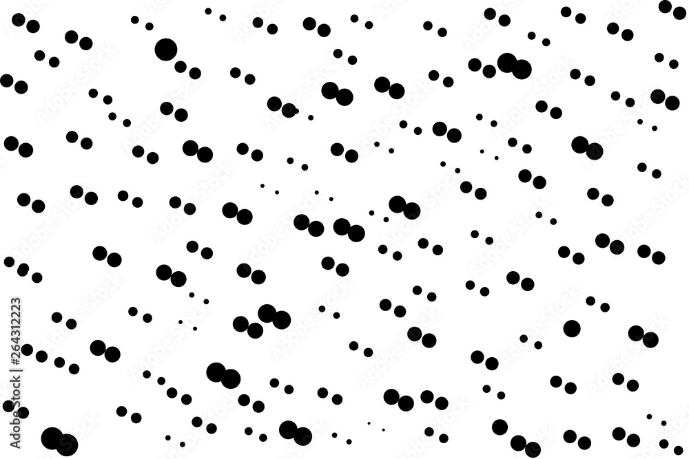 Fototapeta premium Black random dots on white background Abstract geometric shapes pattern in retro style for fabric print textile decor