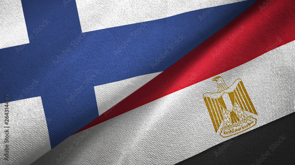 Finland and Egypt two flags textile cloth Finland and Egypt two flags textile cloth