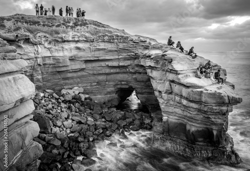 Sunset Cliffs, San Diego California Black and white