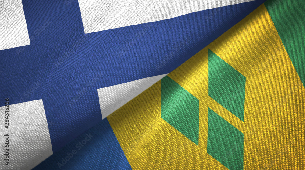 Finland and Saint Vincent and the Grenadines two flags textile cloth Finland and Saint Vincent and the Grenadines two flags textile cloth