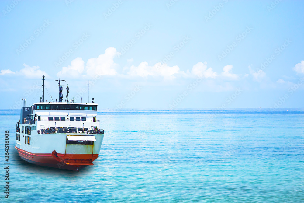 Ferry boat crossing in Sea at The Gulf of Thailand, Surat Thani Ferry boat crossing in Sea at The Gulf of Thailand, Surat Thani