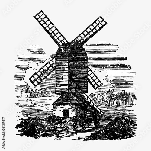 Windmill vintage drawing