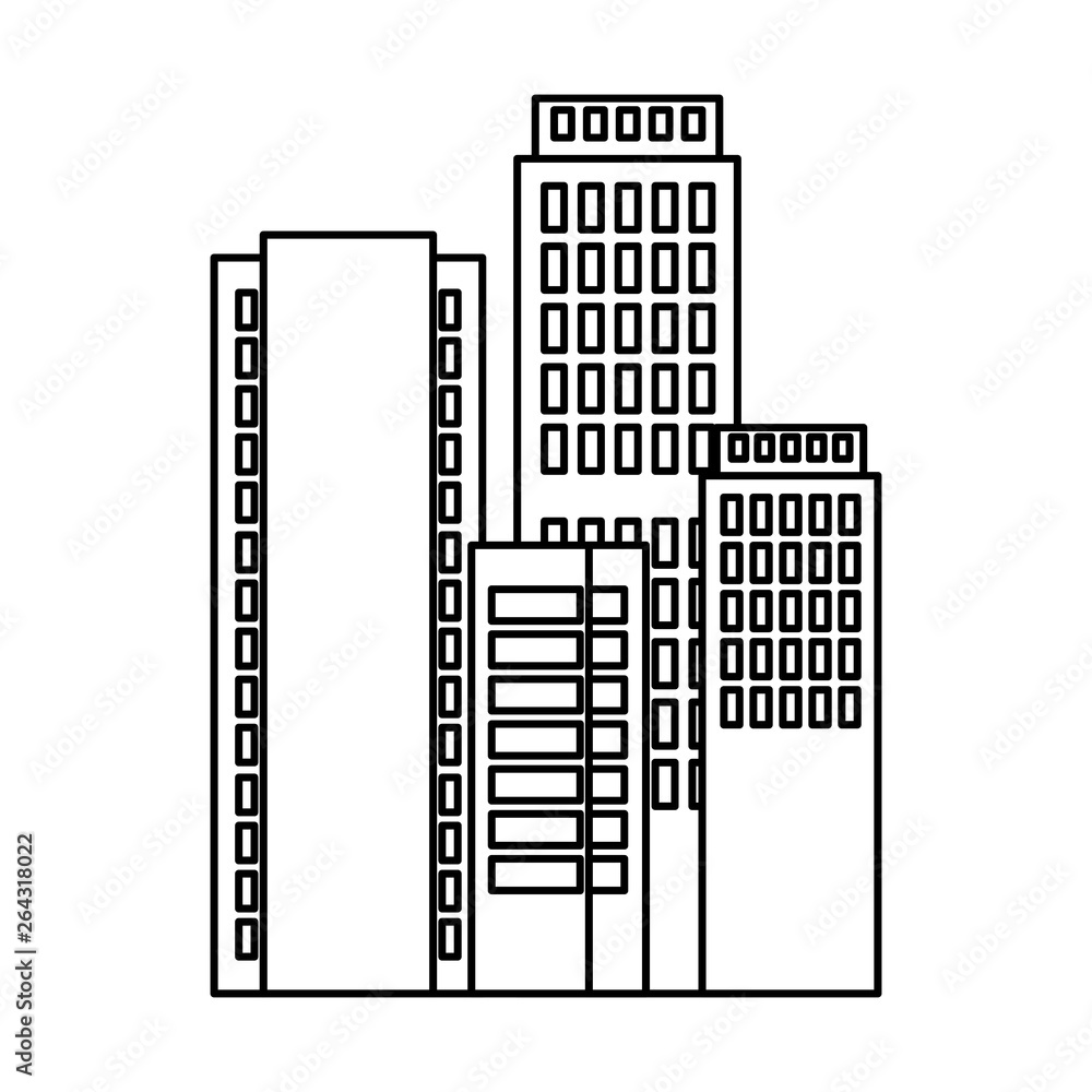buildings cityscape scene icons