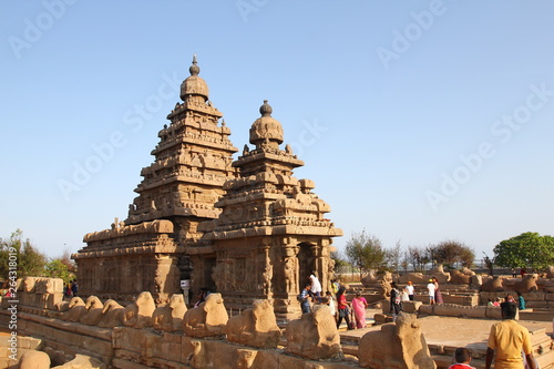 Shore Temple Complex in Mahabalipuram, Kanchipuram, Tamil Nadu, India photo